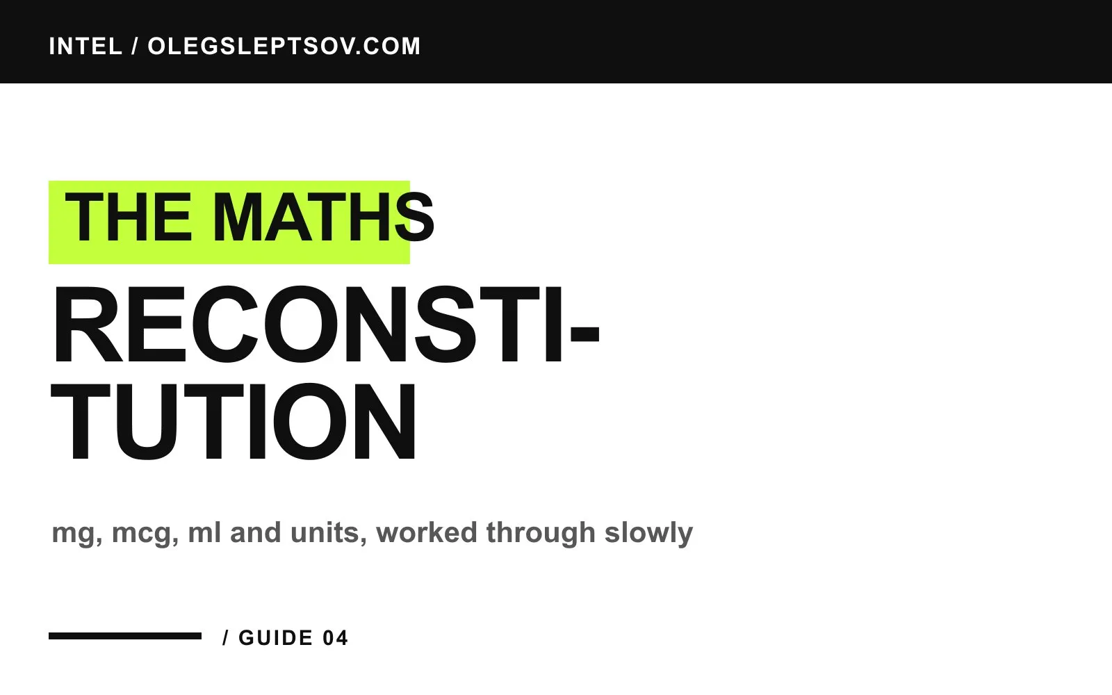 Bold type reading RECONSTITUTION with a lime highlight block